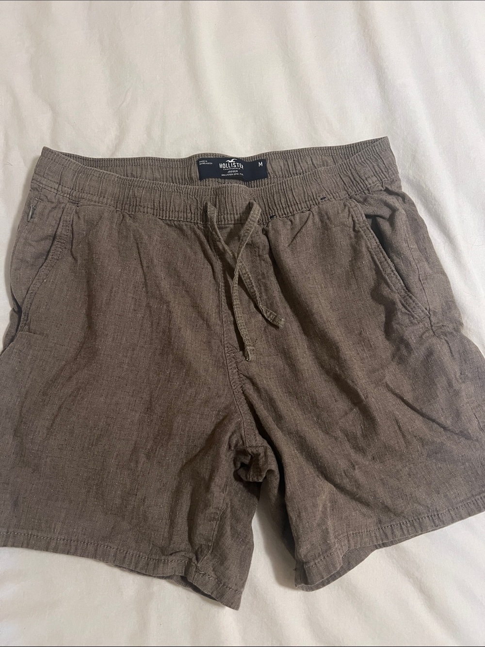 Hollister Men's Olive-Brown Drawstring Casual Shorts